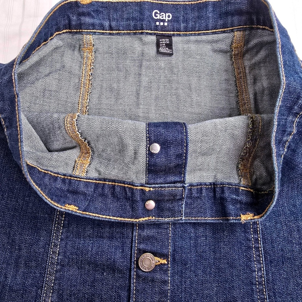 Gap Denim Button Front Mini Skirt Dark Wash A-Line High Waisted Blue Size 10/30 - Picture 7 of 12